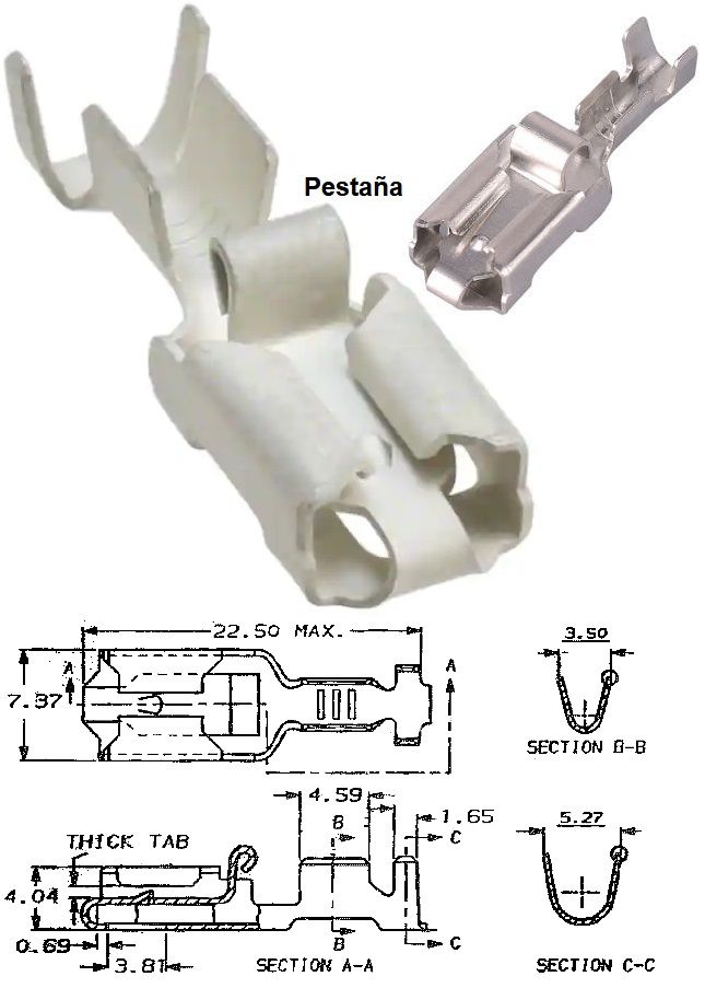 Faston 6.3mm -TE P.Lock